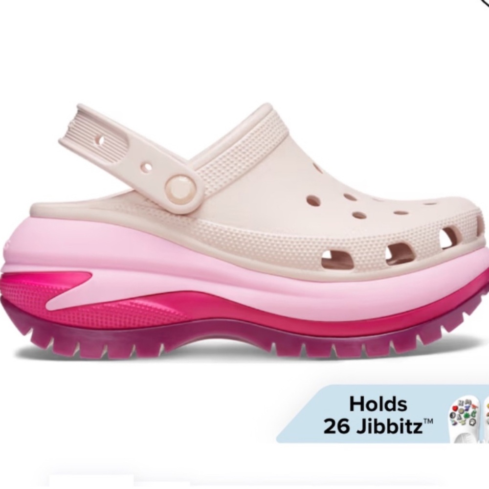 NWOT Crocs Mega Crush Platform Clogs, Pink, Women's Size 9/Men's Size 7